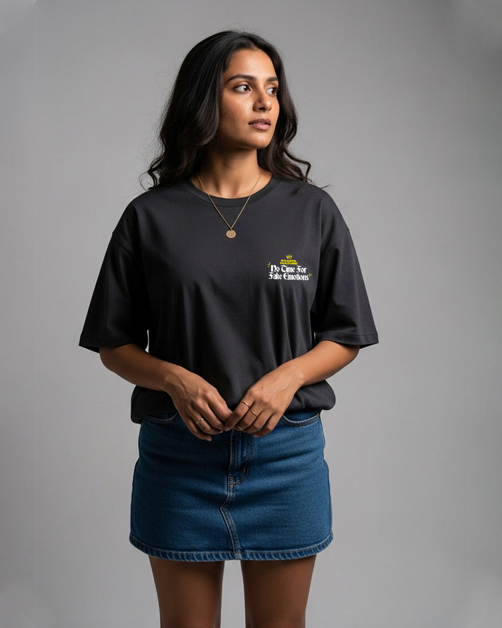 No Time For Fake Emotions Black Oversized T-Shirt