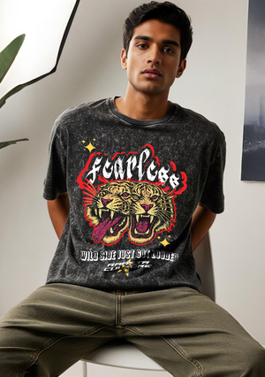 Fearless Unisex Acid Wash Oversized T-Shirt