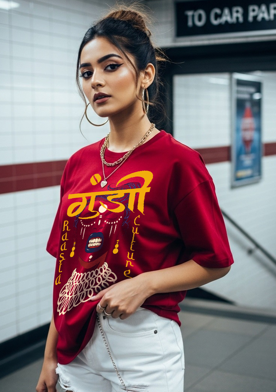 Gundi Red Women's Oversized T-shirt